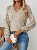 Lotte | Stylish Long Sleeve V-Neck Jumper with Elegant Embroidery