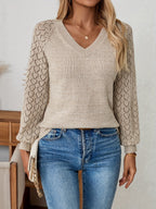 Lotte | Stylish Long Sleeve V-Neck Jumper with Elegant Embroidery