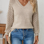Lotte | Stylish Long Sleeve V-Neck Jumper with Elegant Embroidery