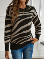 Lotte | Zebra Print Knitted Sweater with Round Neck