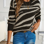 Lotte | Zebra Print Knitted Sweater with Round Neck