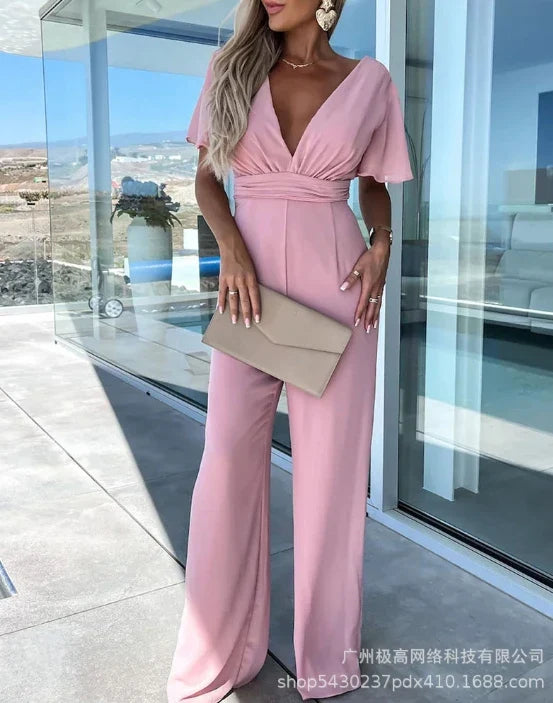Lotte | Ruffled Sleeve Wide-Leg Jumpsuit