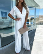Lotte | Ruffled Sleeve Wide-Leg Jumpsuit