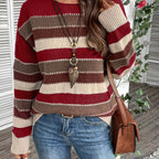 Lotte | Vibrant Crew Neck Sweater with Drop Shoulders and Long Sleeves