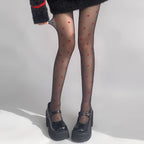 Lotte | Sheer High-Waisted Tights with Red Love Heart Design