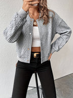 Lotte | Textured Button-Detail Solid Bomber Jacket