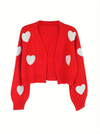 Lotte | Heart Pattern Open Front Cardigan