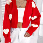 Lotte | Heart Pattern Open Front Cardigan
