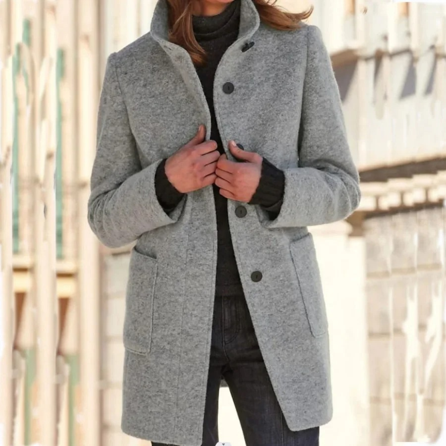 Button-Up Quilted Winter Coat for Women