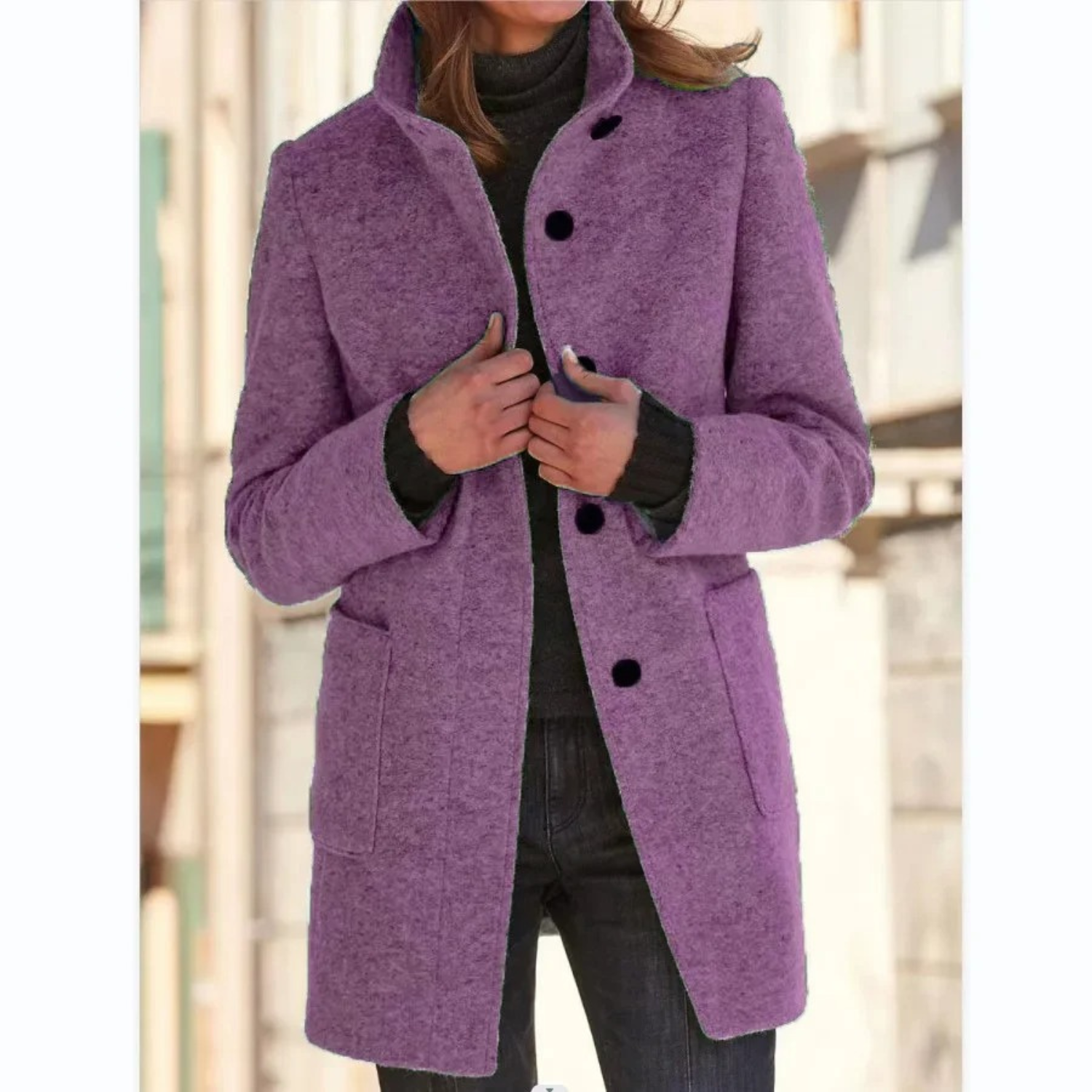 Button-Up Quilted Winter Coat for Women
