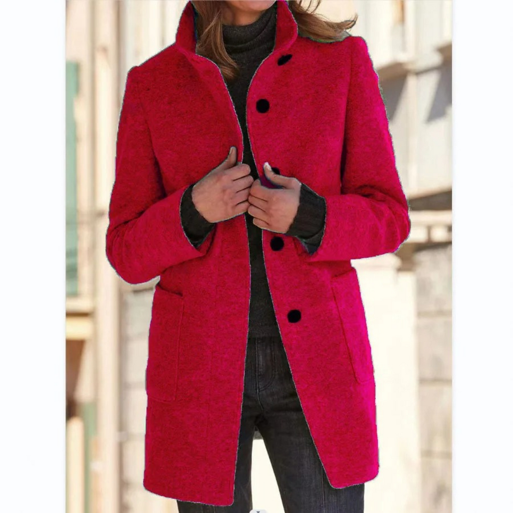 Button-Up Quilted Winter Coat for Women