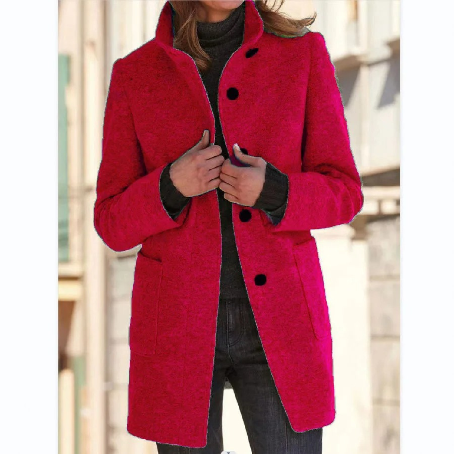 Button-Up Quilted Winter Coat for Women