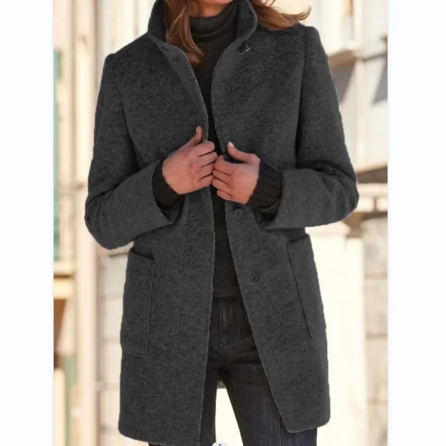 Button-Up Quilted Winter Coat for Women