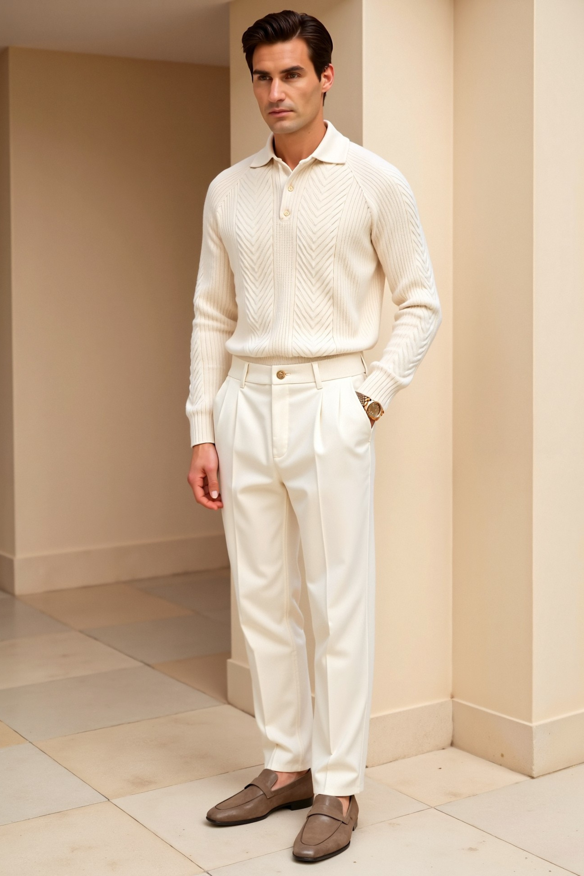 Louis | Long-Sleeve Solid Color Retro Sweater