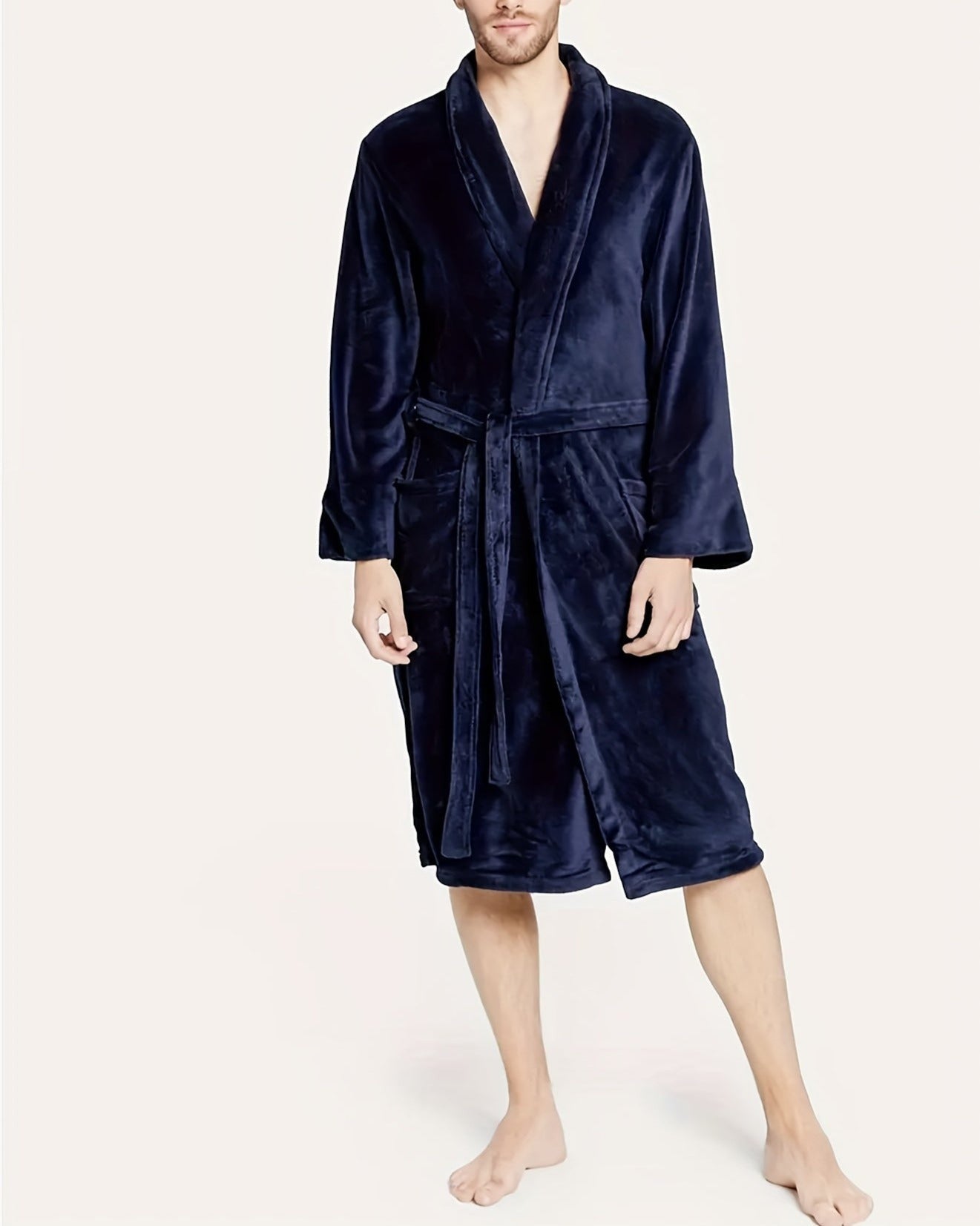Lucas | V-Neck Flannel Bathrobe for Men with Pockets
