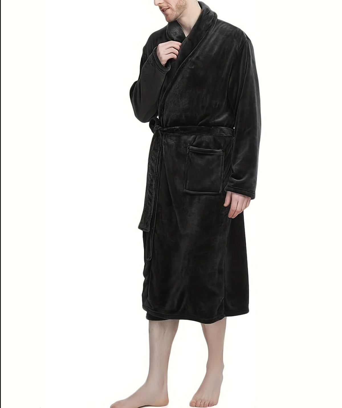 Lucas | V-Neck Flannel Bathrobe for Men with Pockets