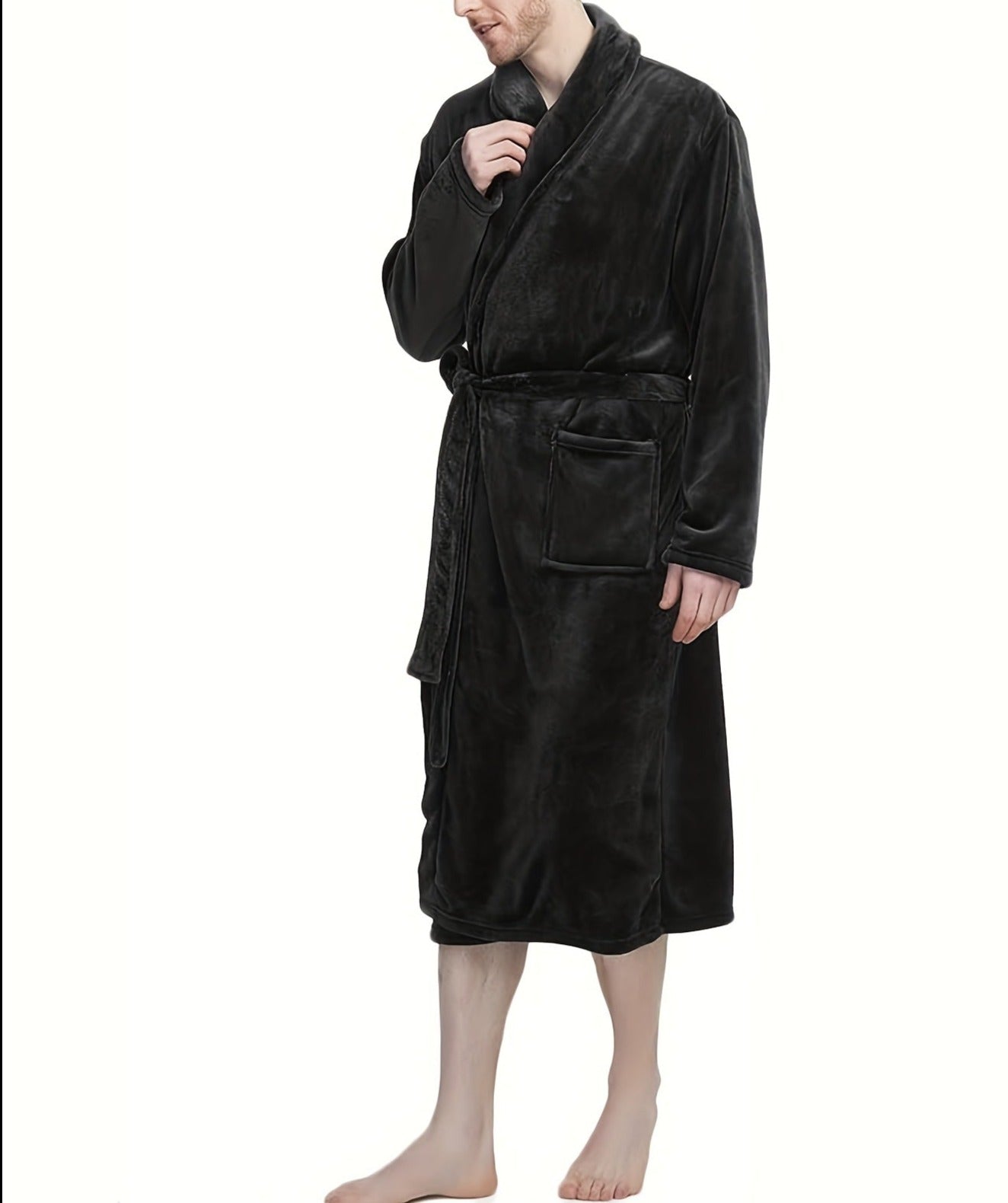 Lucas | V-Neck Flannel Bathrobe for Men with Pockets