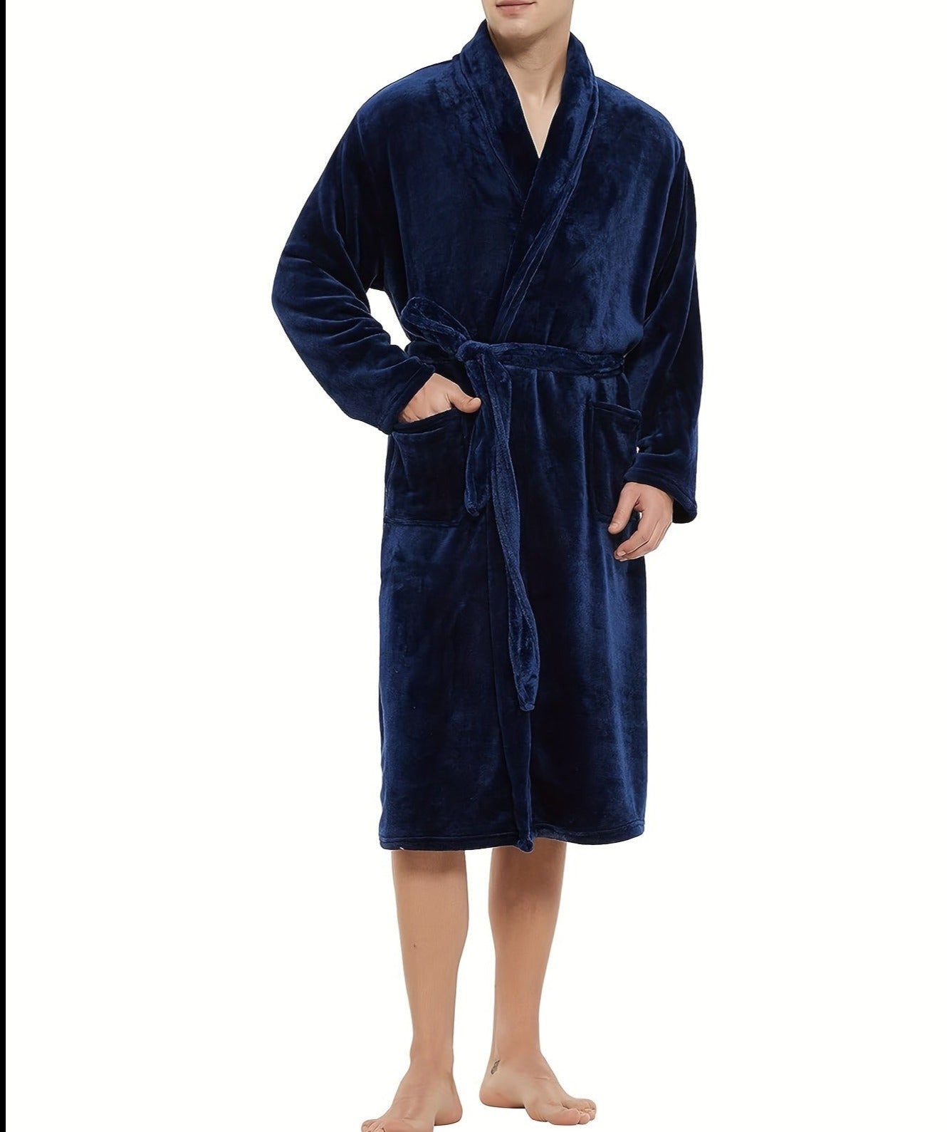 Lucas | V-Neck Flannel Bathrobe for Men with Pockets