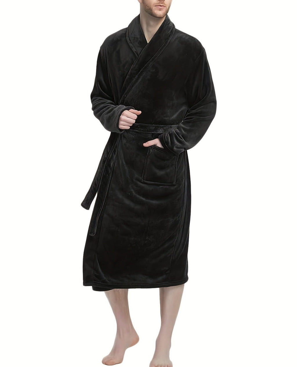 Lucas | V-Neck Flannel Bathrobe for Men with Pockets