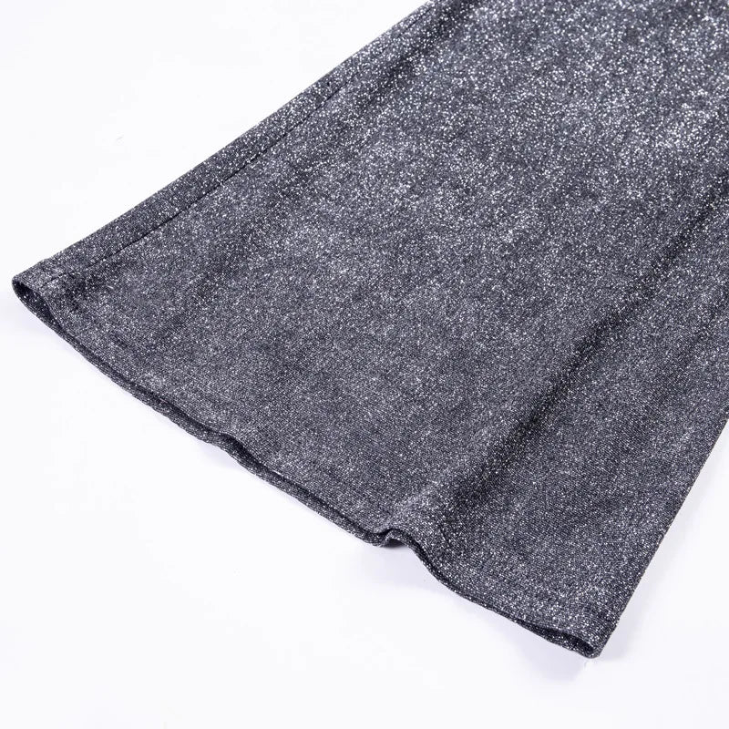 Chic Flared Leg Glitter Party Pants for Women
