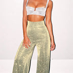 Luna | Chic High-Waisted Glitter Trousers for Women