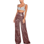 Chic Flared Leg Glitter Party Pants for Women