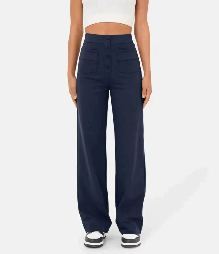 Luus | Chic High-Waisted Elastic Casual Pants