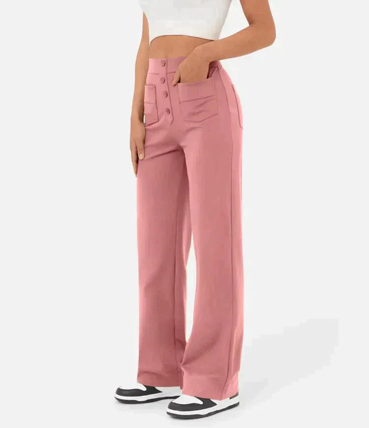 Luus | Chic High-Waisted Elastic Casual Pants