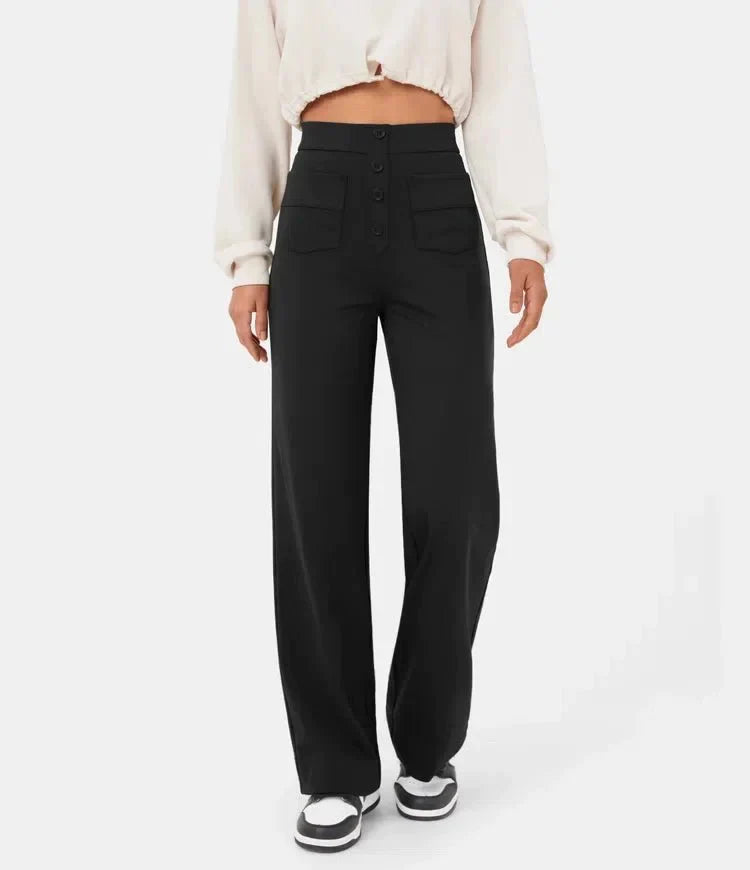 Luus | Chic High-Waisted Elastic Casual Pants