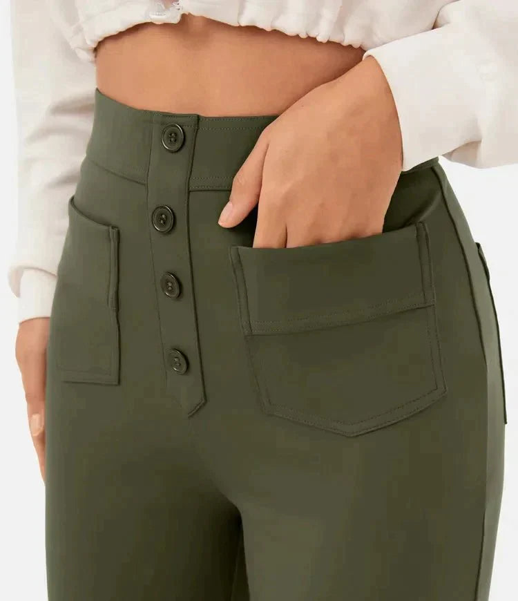 Luus | Chic High-Waisted Elastic Casual Pants