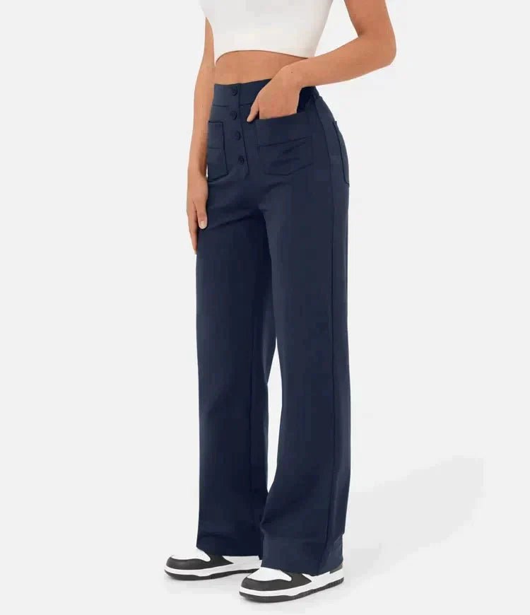 Luus | Chic High-Waisted Elastic Casual Pants