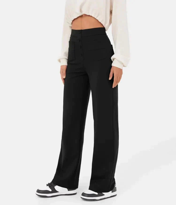 Luus | Chic High-Waisted Elastic Casual Pants