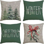 Festive Christmas Cushion Cover Featuring Christmas Tree and Gift Design