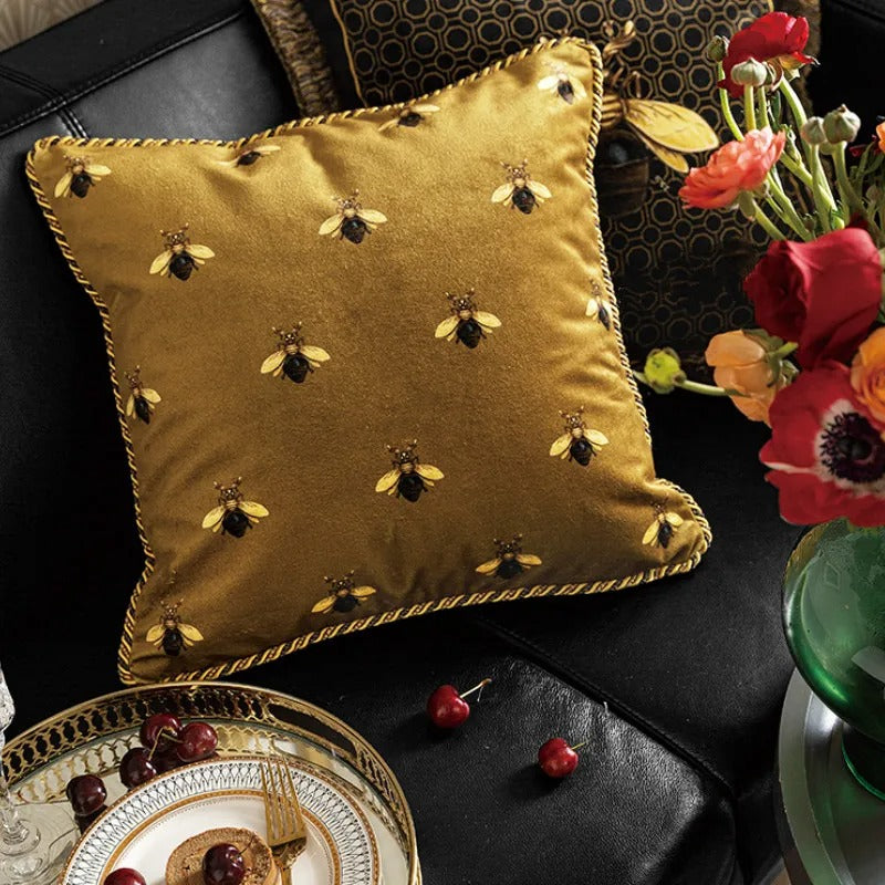 Bee Patterned Decorative Pillow