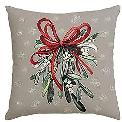 Festive Christmas Cushion Cover Featuring Christmas Tree and Gift Design