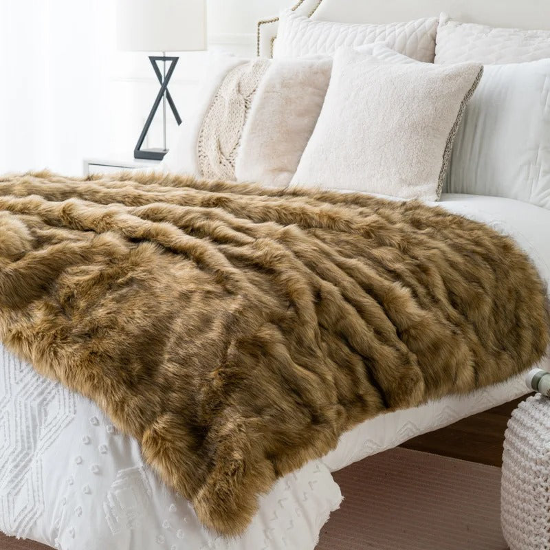 Cozy Winter Comfort Blanket with Luxurious Fur Design