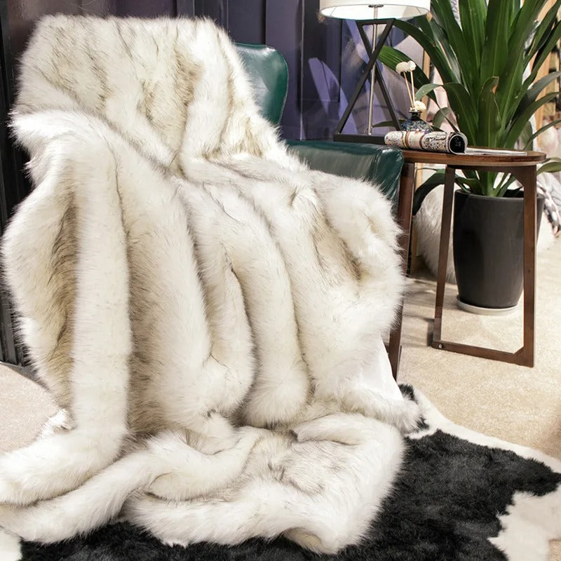 Cozy Winter Comfort Blanket with Luxurious Fur Design