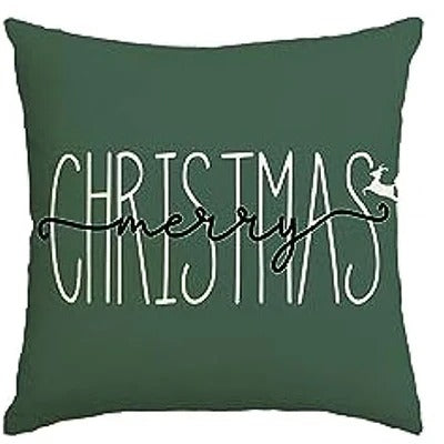 Festive Christmas Cushion Cover Featuring Christmas Tree and Gift Design