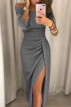 Mariah | Chic Velvet Christmas Dress with Stylish Split