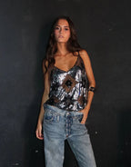Lois - Sheer Sleeveless Sequin Top
