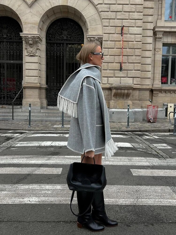 Women's Luxe Merino Wool Coat with Scarf