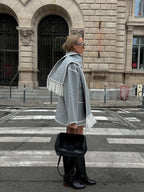Chic Merino Wool Winter Coat with Built-In Scarf – Women's