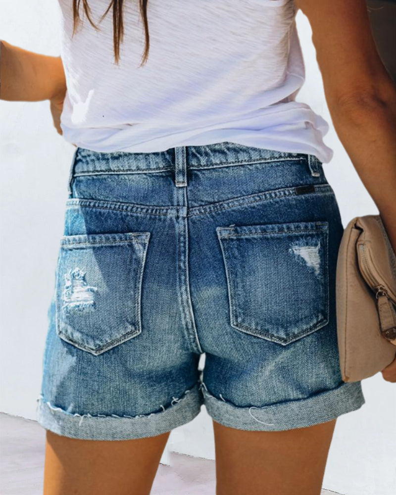Mid-Rise Denim Cutoffs