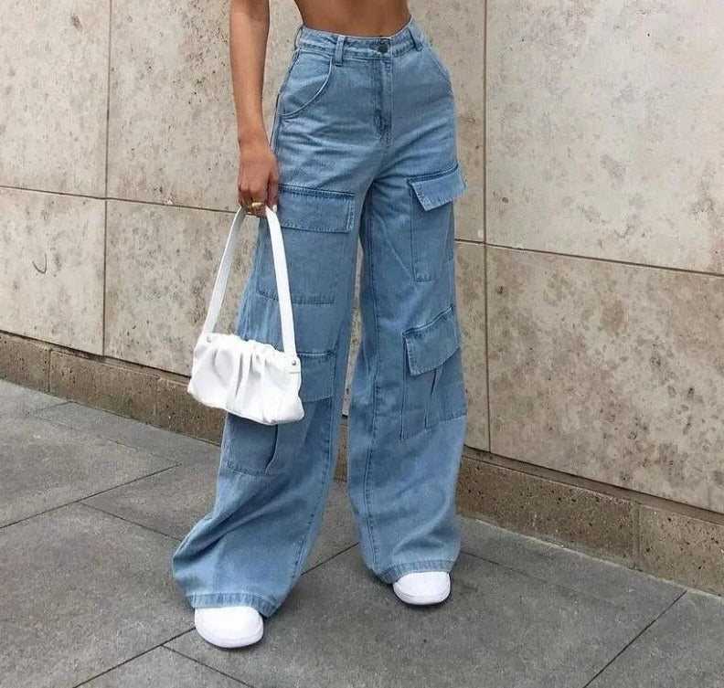 Minette | Women's Oversized Denim Cargo Pants