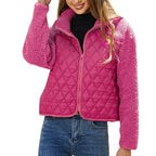 Women's Padded Teddy Winter Coat with Cozy Sleeves and Zipper