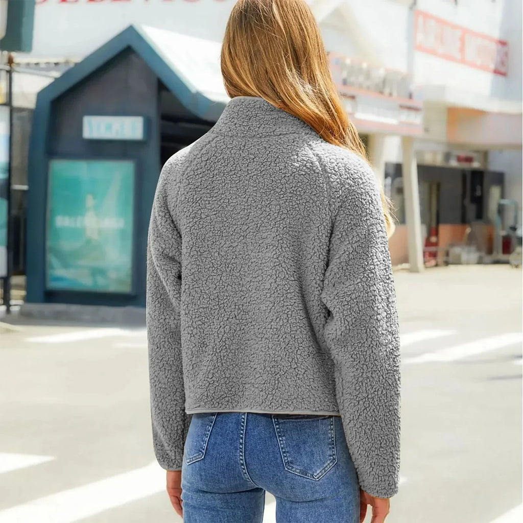 Women's Padded Teddy Winter Coat with Cozy Sleeves and Zipper