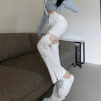 Natalia | Chic Punk-Inspired Flared Trousers with Lace Detailing