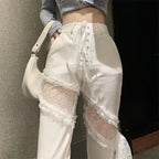 Natalia | Chic Punk-Inspired Flared Trousers with Lace Detailing