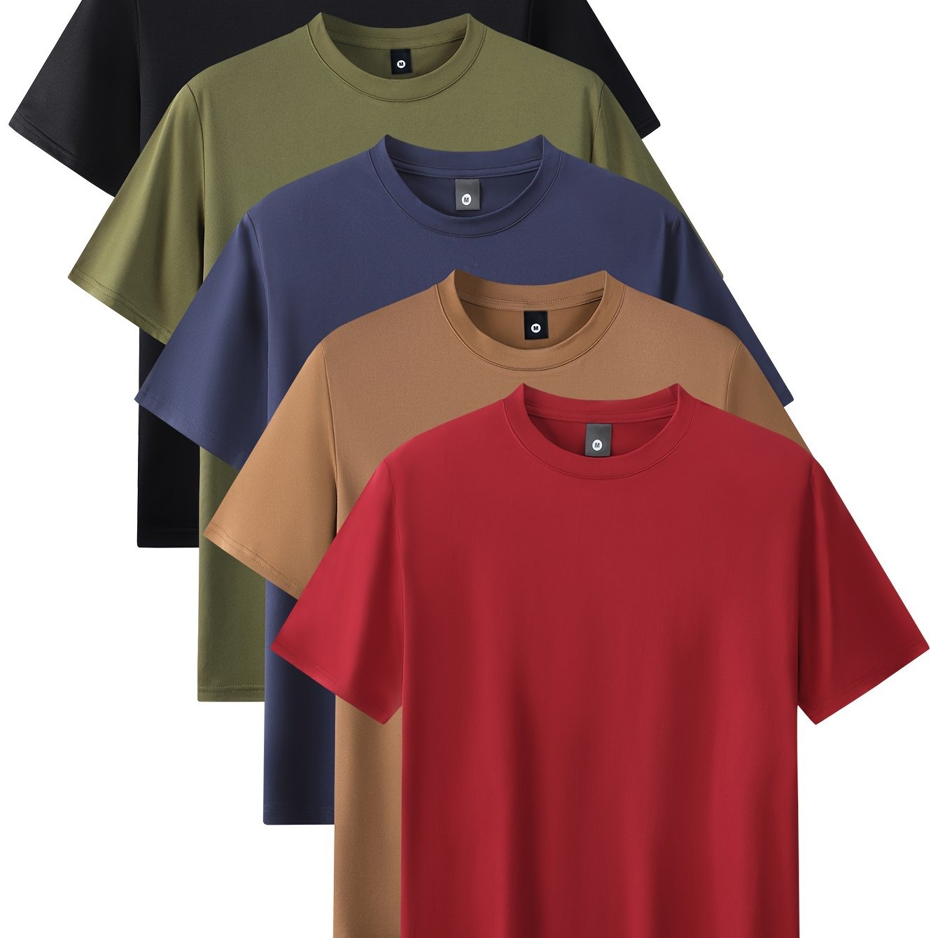 Niels | Men's 5-Piece Sports T-Shirt Set with Comfortable Stretch Round Neck