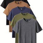 Niels | Men's 5-Piece Sports T-Shirt Set with Comfortable Stretch Round Neck